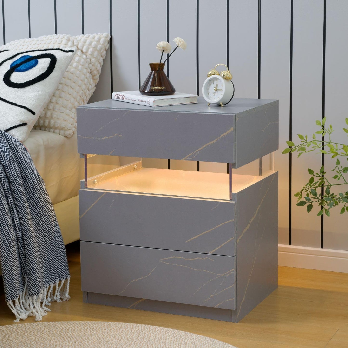 White LED Nightstand Set – 2 Pack