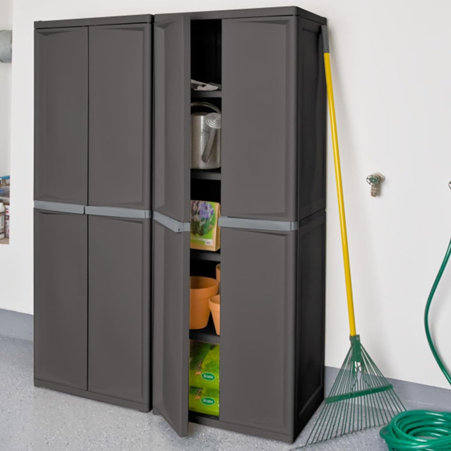 Sterilite 4-Shelf Lockable Storage Cabinet – Gray