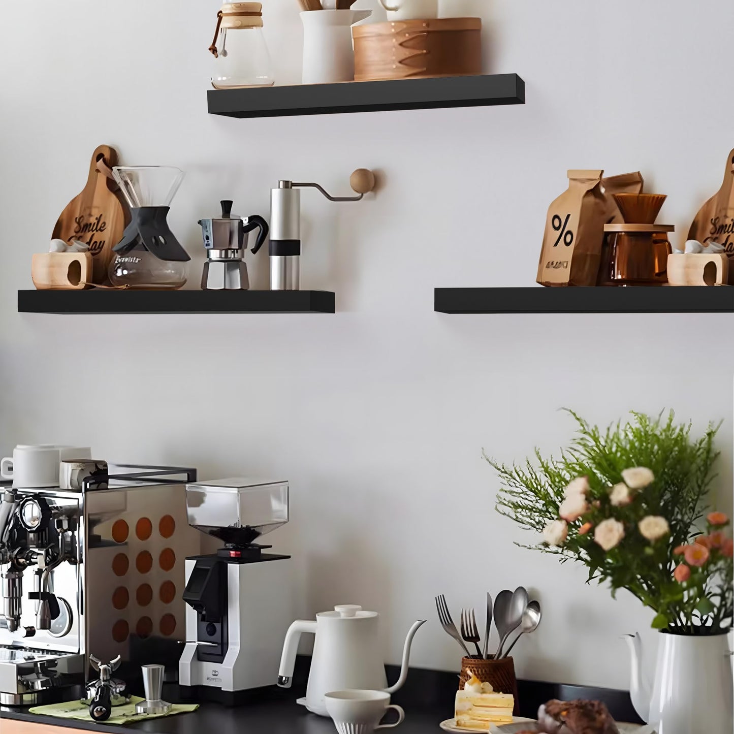 Colima 36" Brown Floating Shelves, 3-Pack