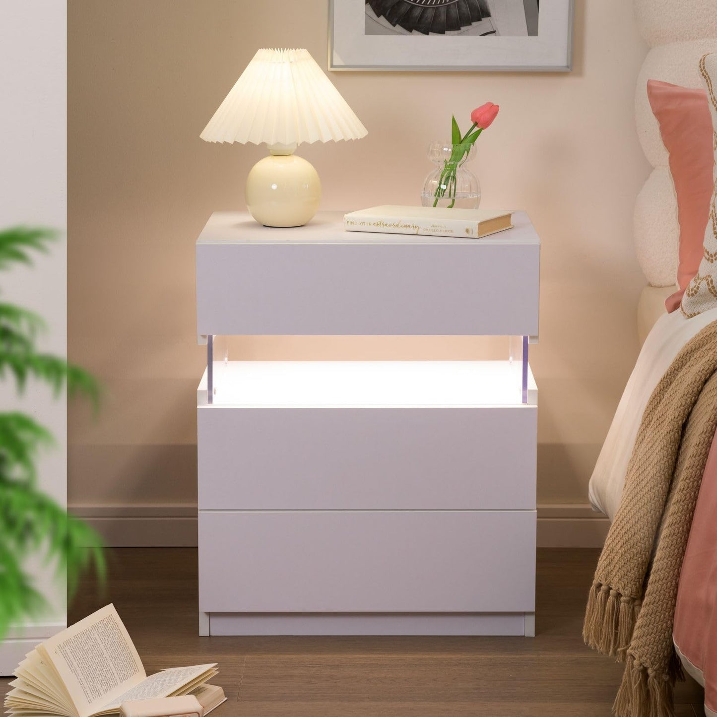 White LED Nightstand Set – 2 Pack