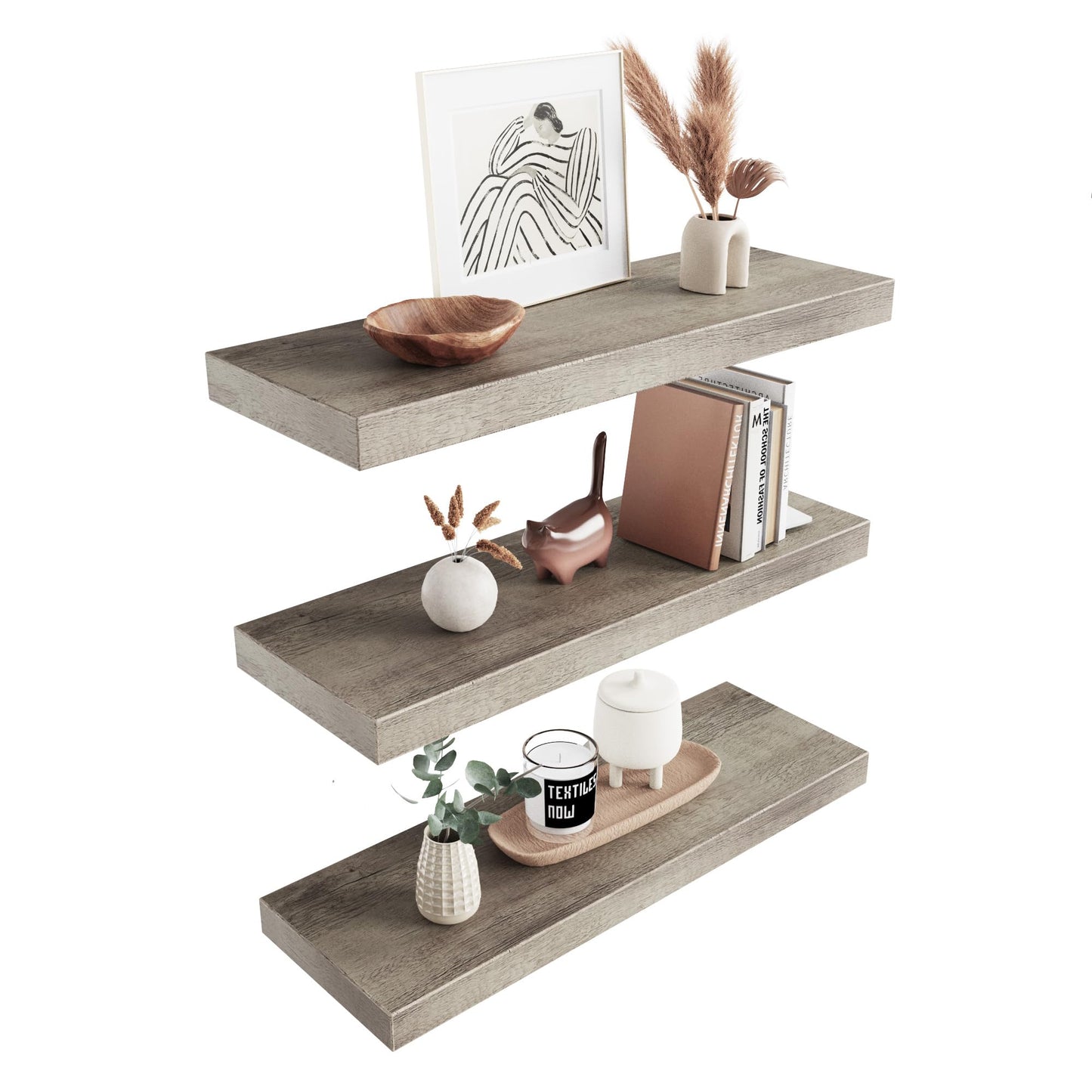 Colima 36" Brown Floating Shelves, 3-Pack