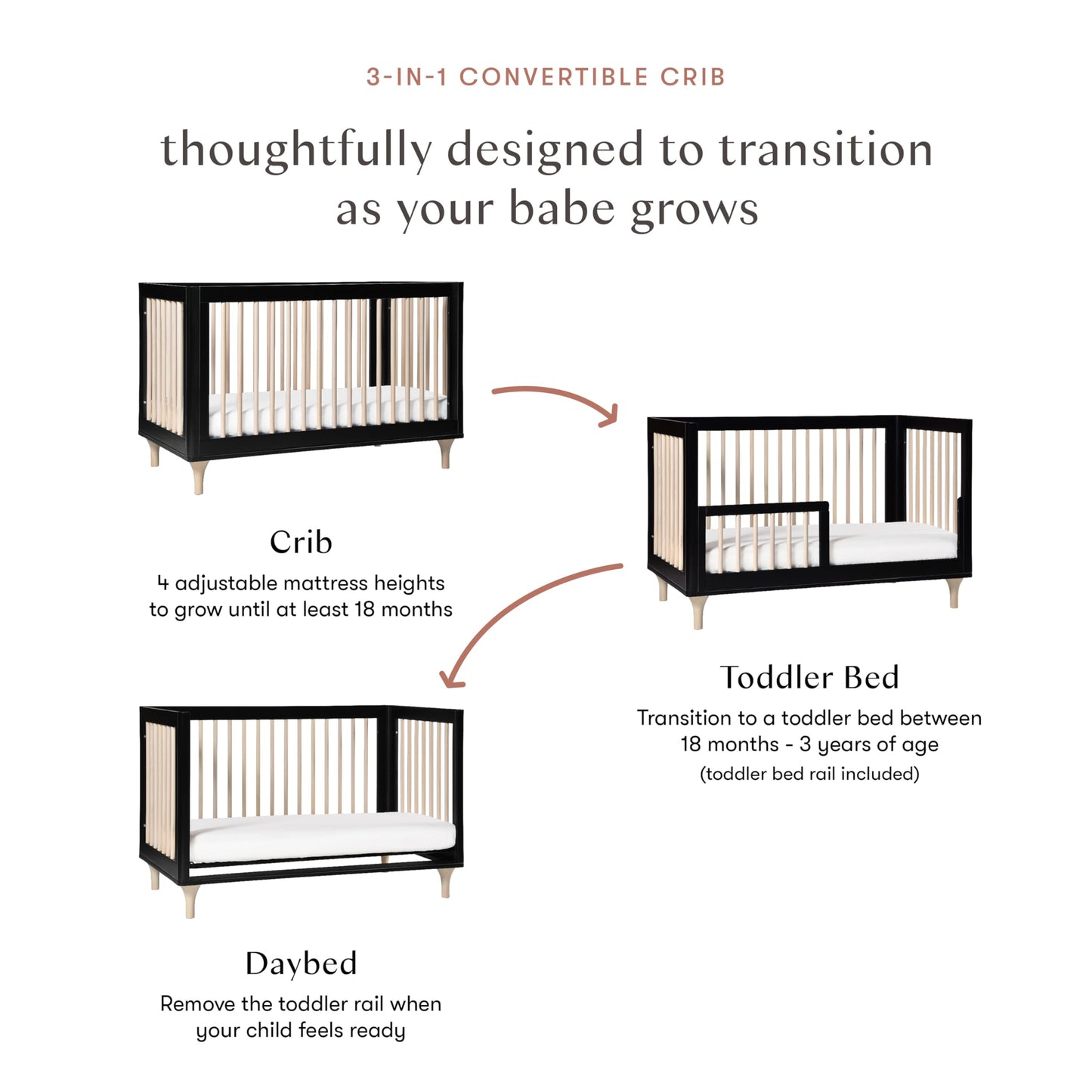Babyletto Lolly 3-in-1 Crib – Canyon/Washed Natural