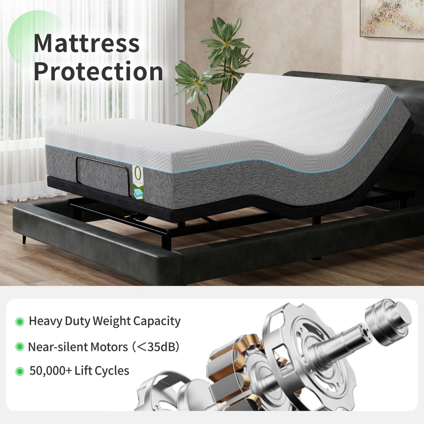Vipbear Queen Adjustable Bed with 12" Mattress