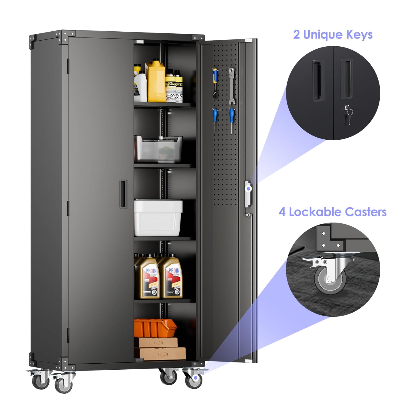 Aobabo Metal Garage Storage Cabinet – Black