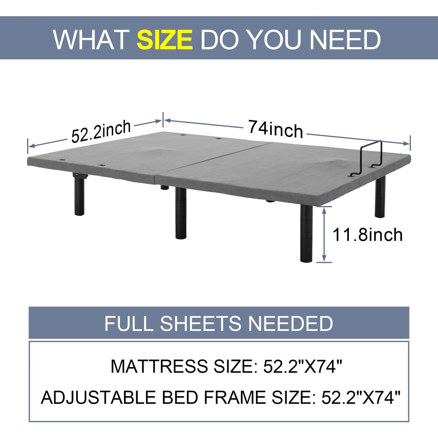 Fromann Adjustable Twin XL Bed Base – Grey