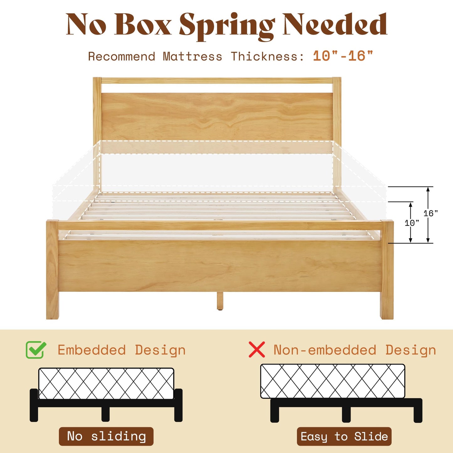 AMERLIFE King Bed Frame – Dark Brown