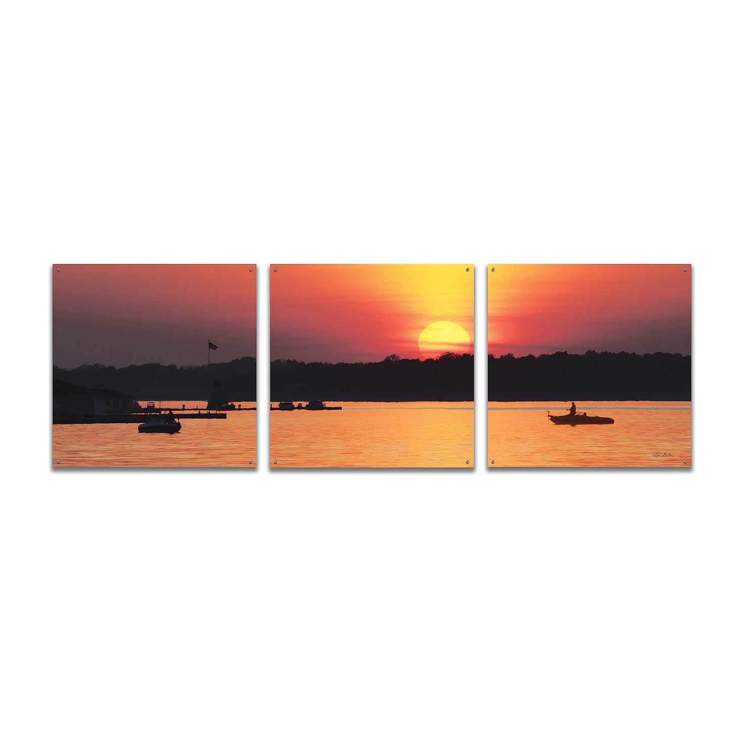 Epic Art 'River Sunset' 3-Piece Wall Art
