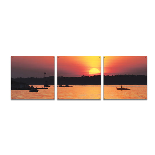 Epic Art 'River Sunset' 3-Piece Wall Art