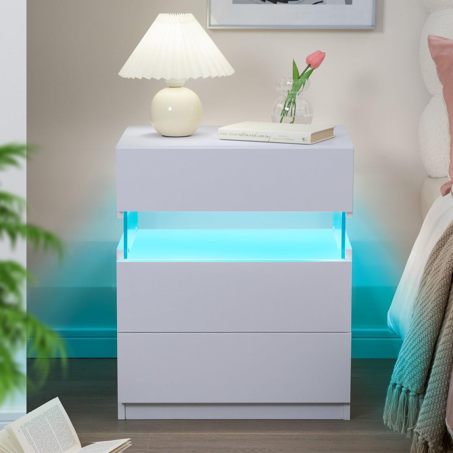 White LED Nightstand Set – 2 Pack
