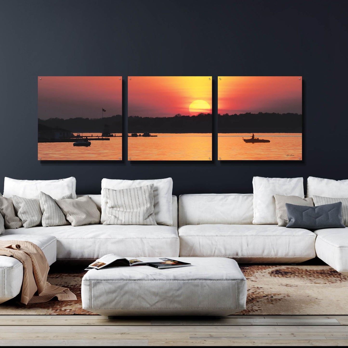 Epic Art 'River Sunset' 3-Piece Wall Art