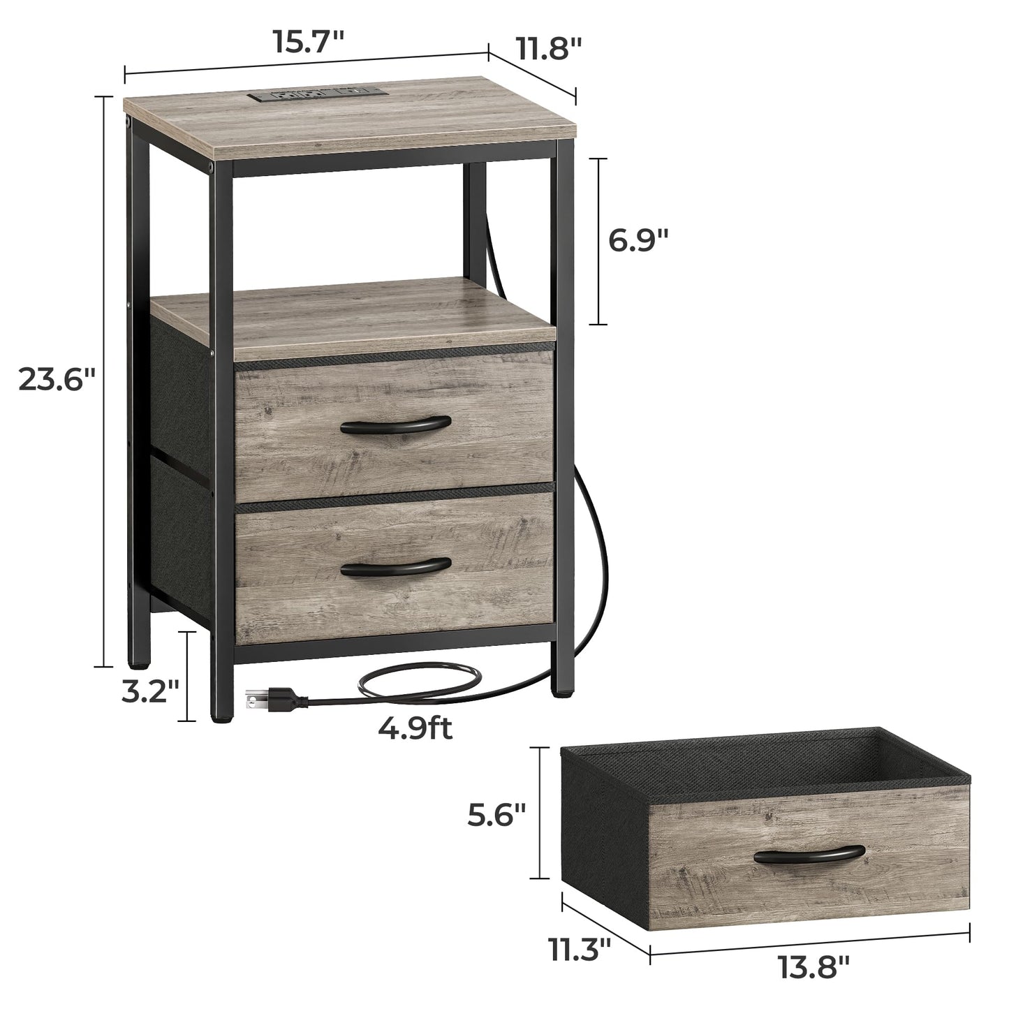 Huuger Nightstand – Rustic Brown/Black