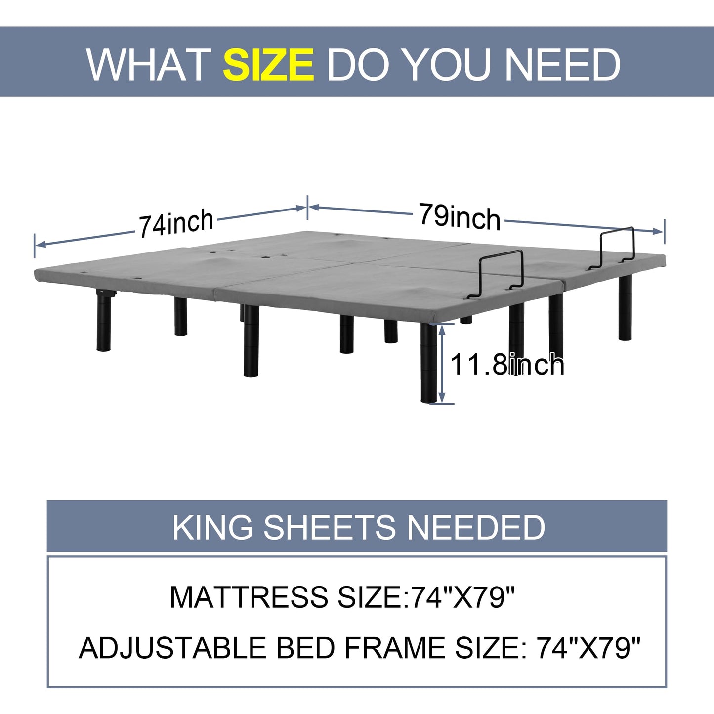 Fromann Adjustable Twin XL Bed Base – Grey