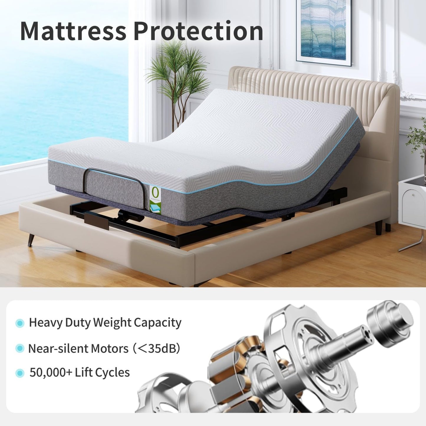 Vipbear Queen Adjustable Bed with 12" Mattress