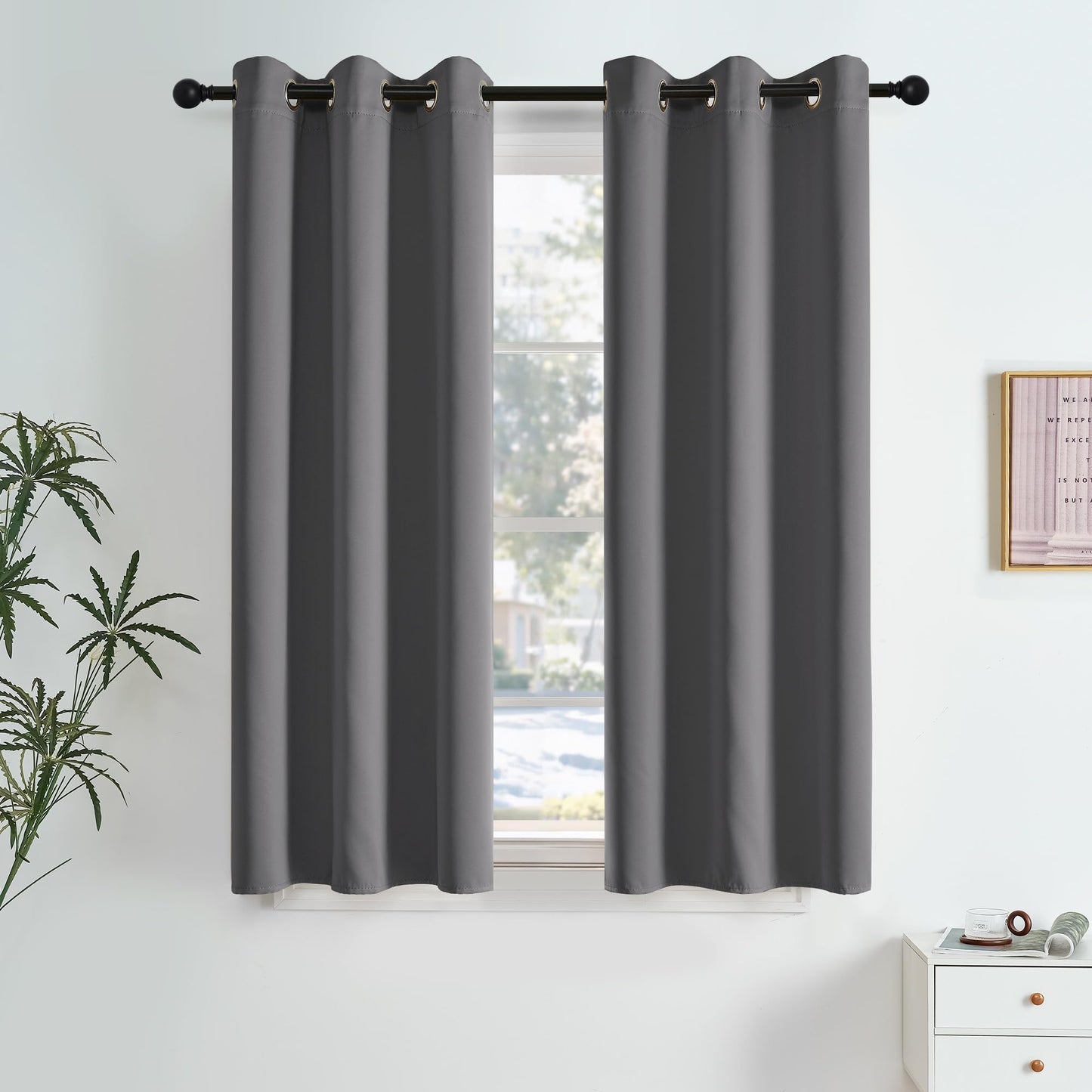 NICETOWN Blackout Curtains – 2 Panels, Grey, 63"