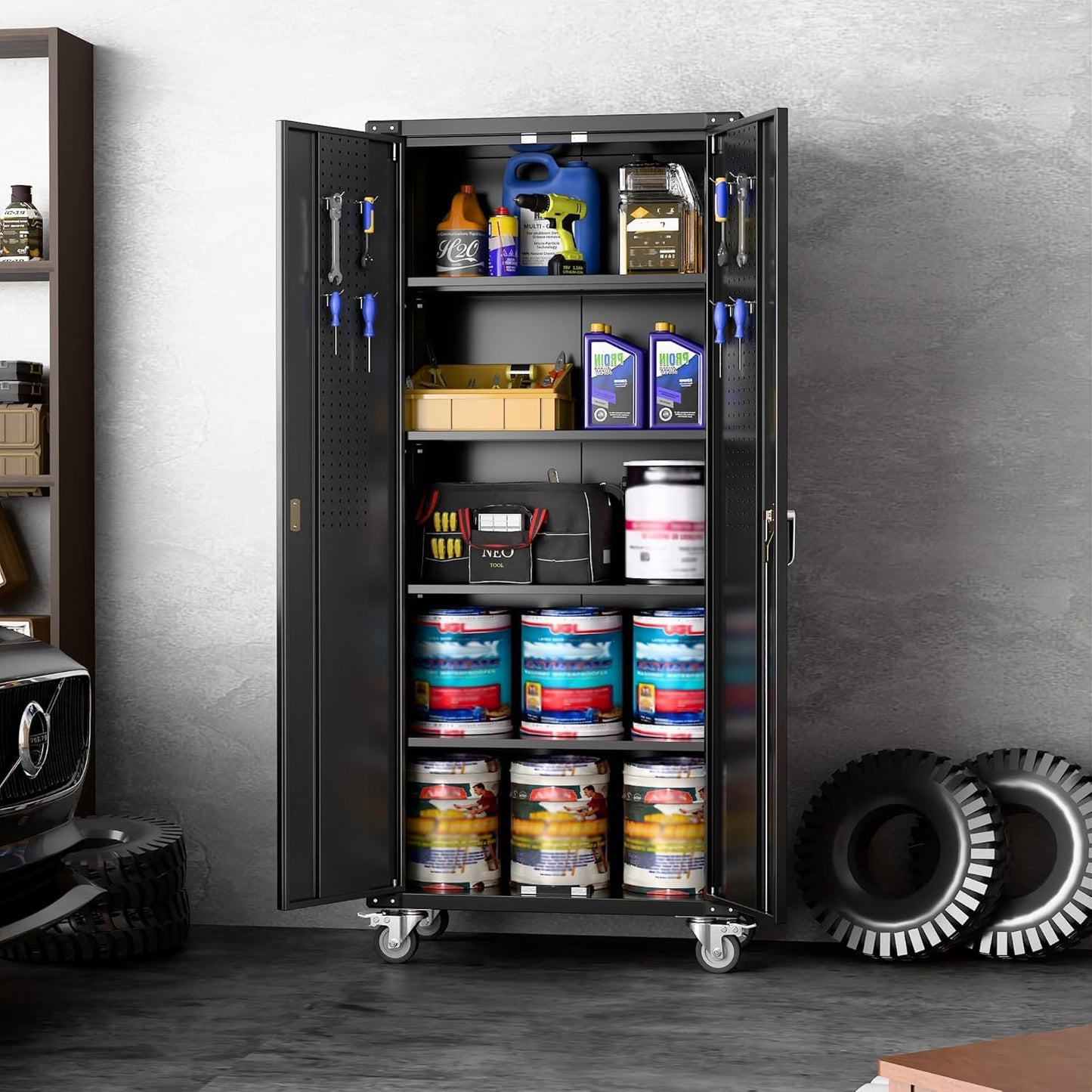 Aobabo Metal Garage Storage Cabinet – Black