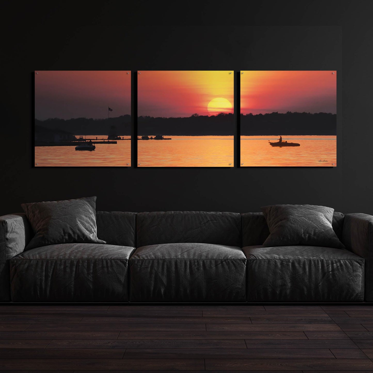 Epic Art 'River Sunset' 3-Piece Wall Art