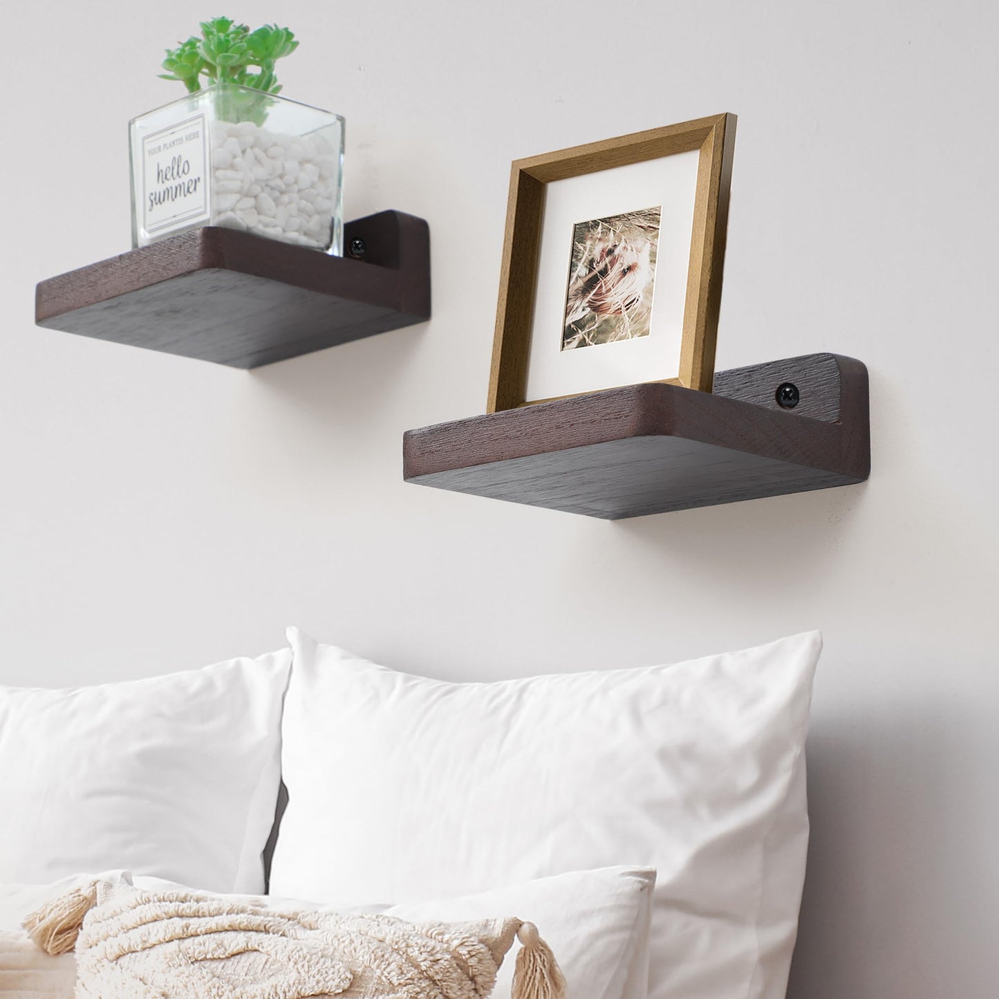 Small Floating Shelves 8-Pack, 4"x4", Rustic White