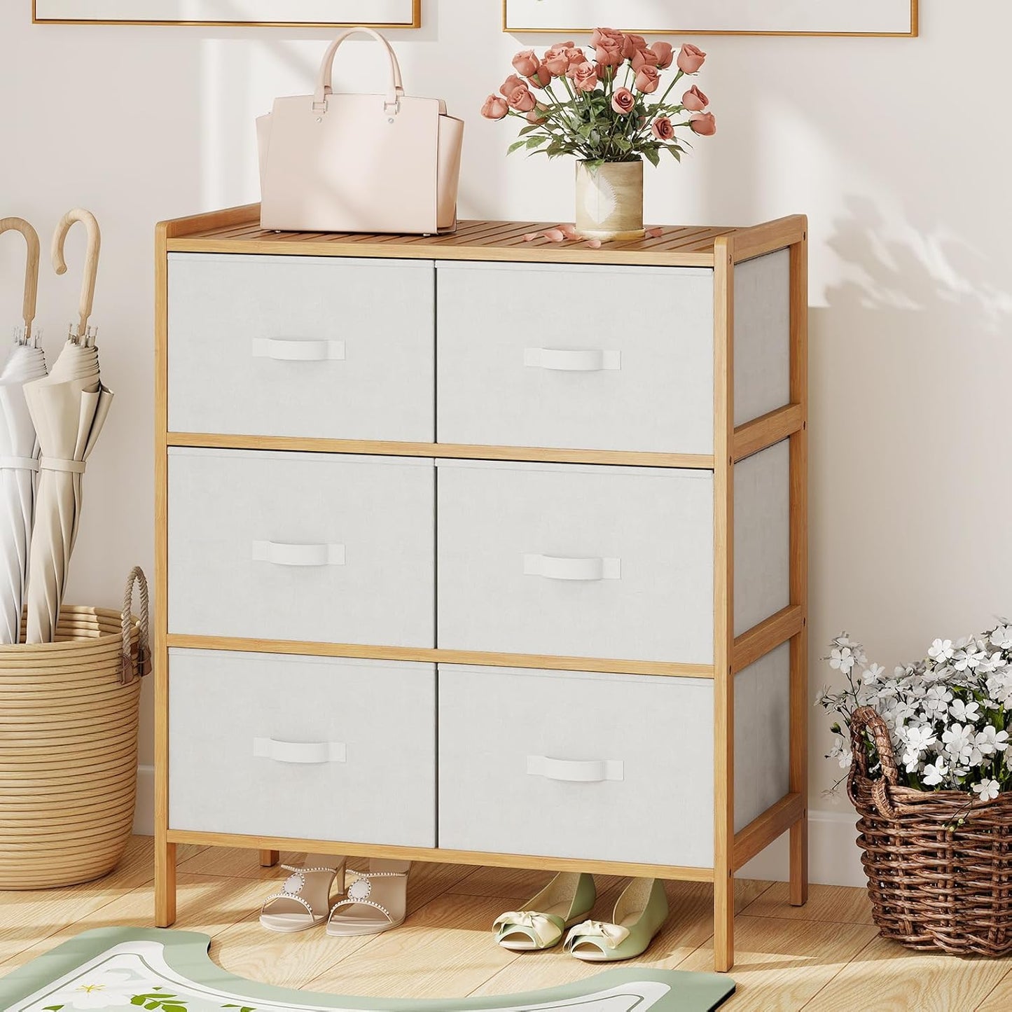 Giantex White 6-Drawer Dresser with Top Shelf