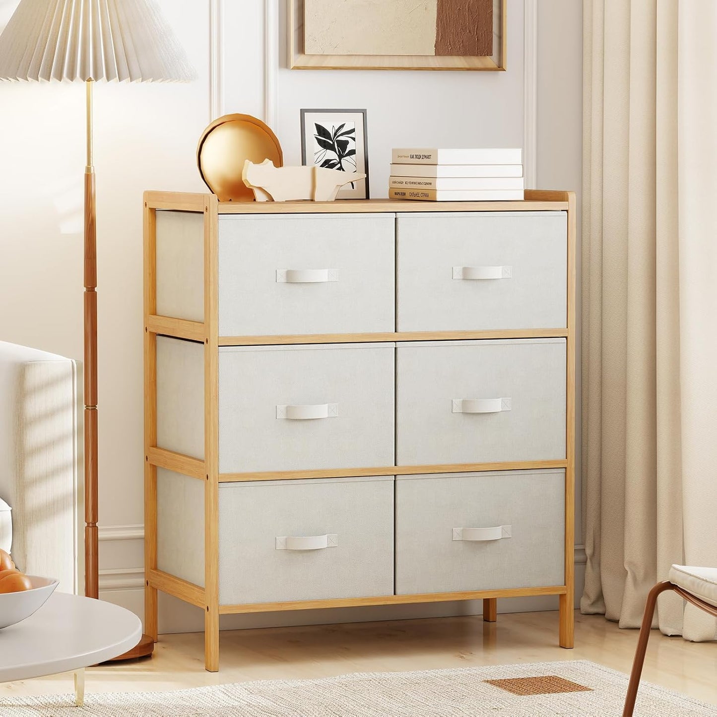 Giantex White 6-Drawer Dresser with Top Shelf