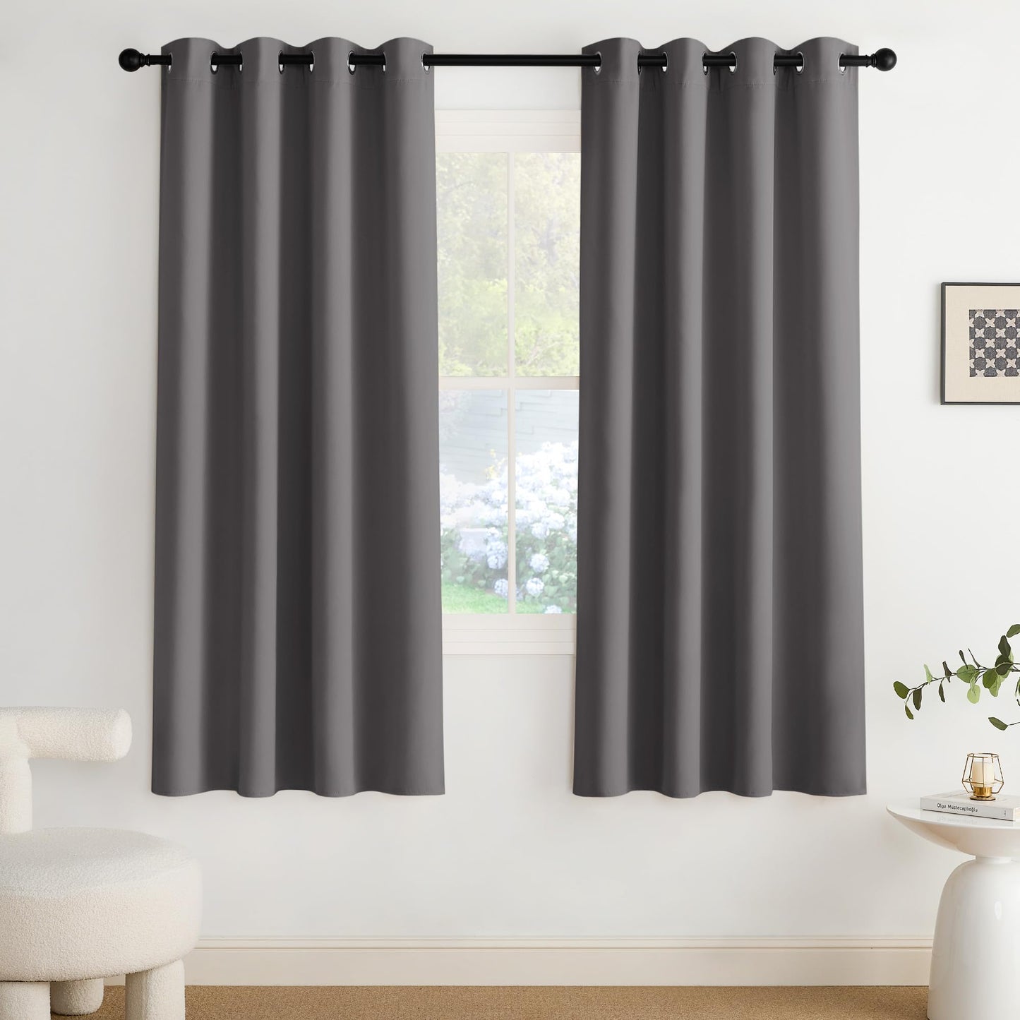 NICETOWN Blackout Curtains – 2 Panels, Grey, 63"