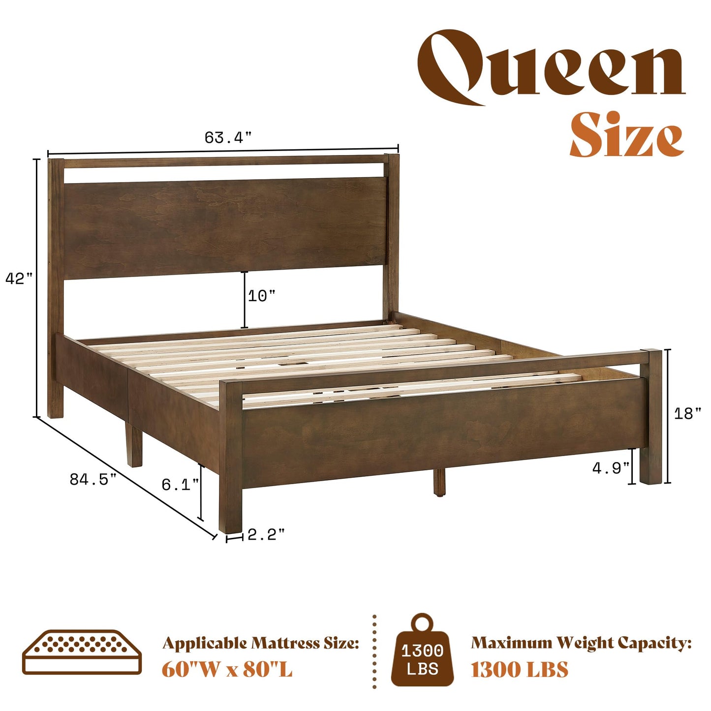AMERLIFE King Bed Frame – Dark Brown