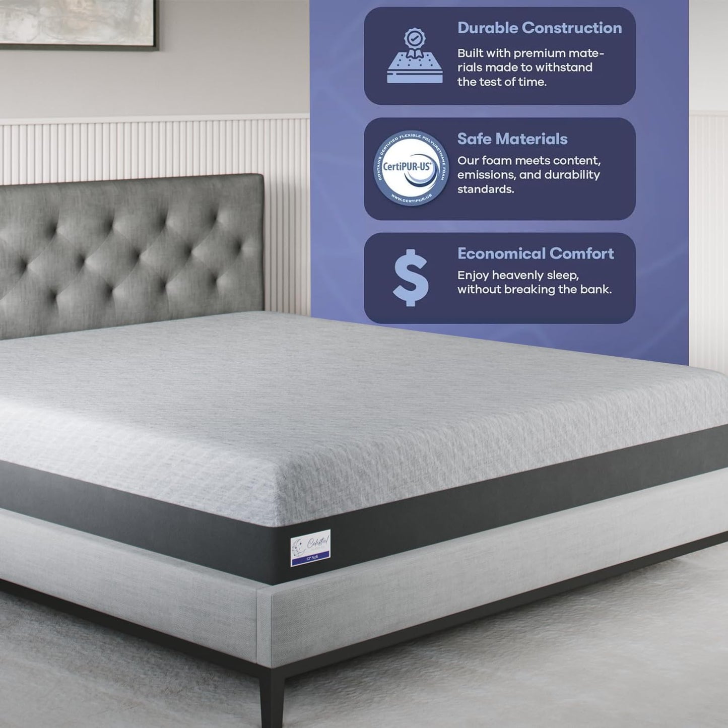 Gel Memory Foam Mattress – Twin, 12" Soft