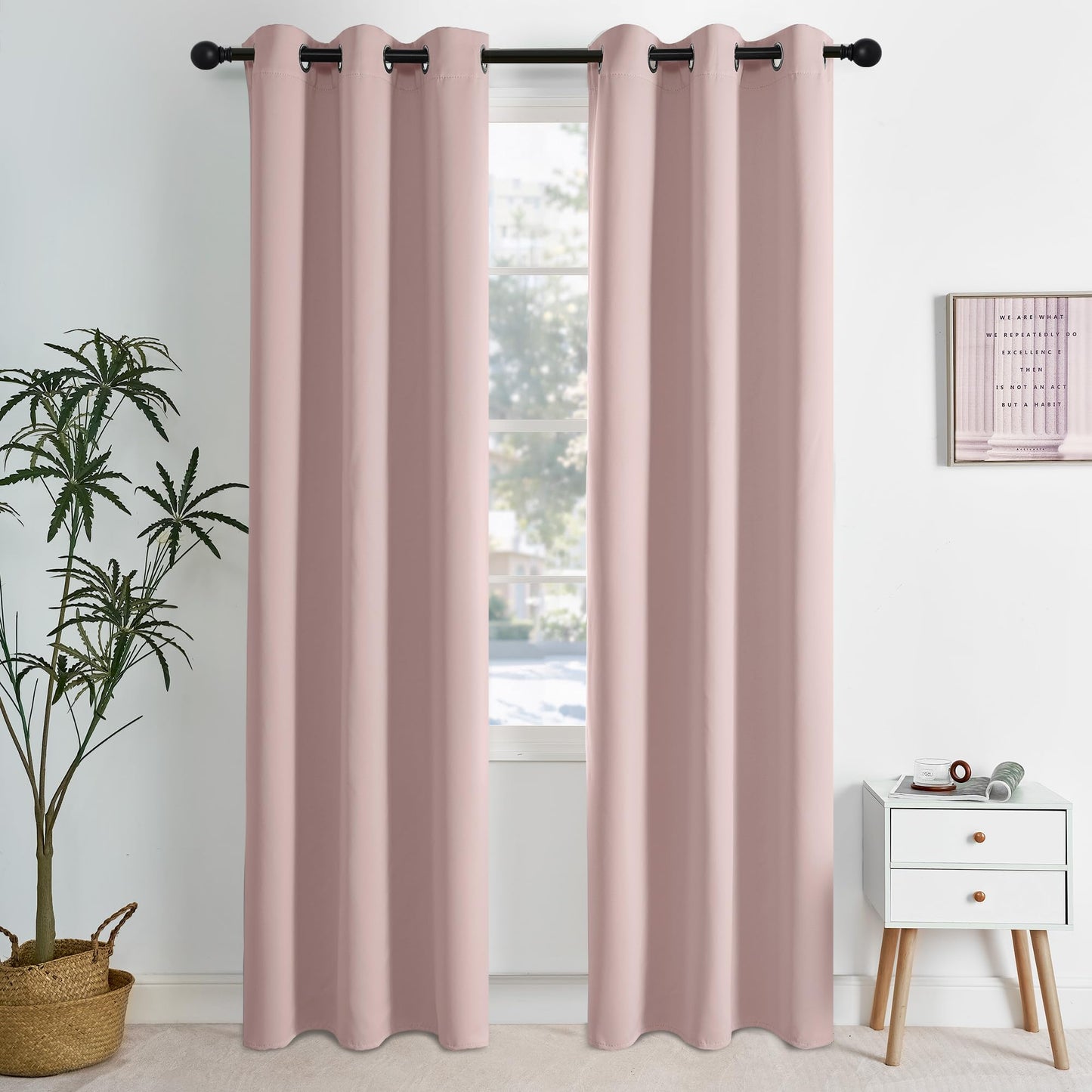 NICETOWN Blackout Curtains – 2 Panels, Grey, 63"