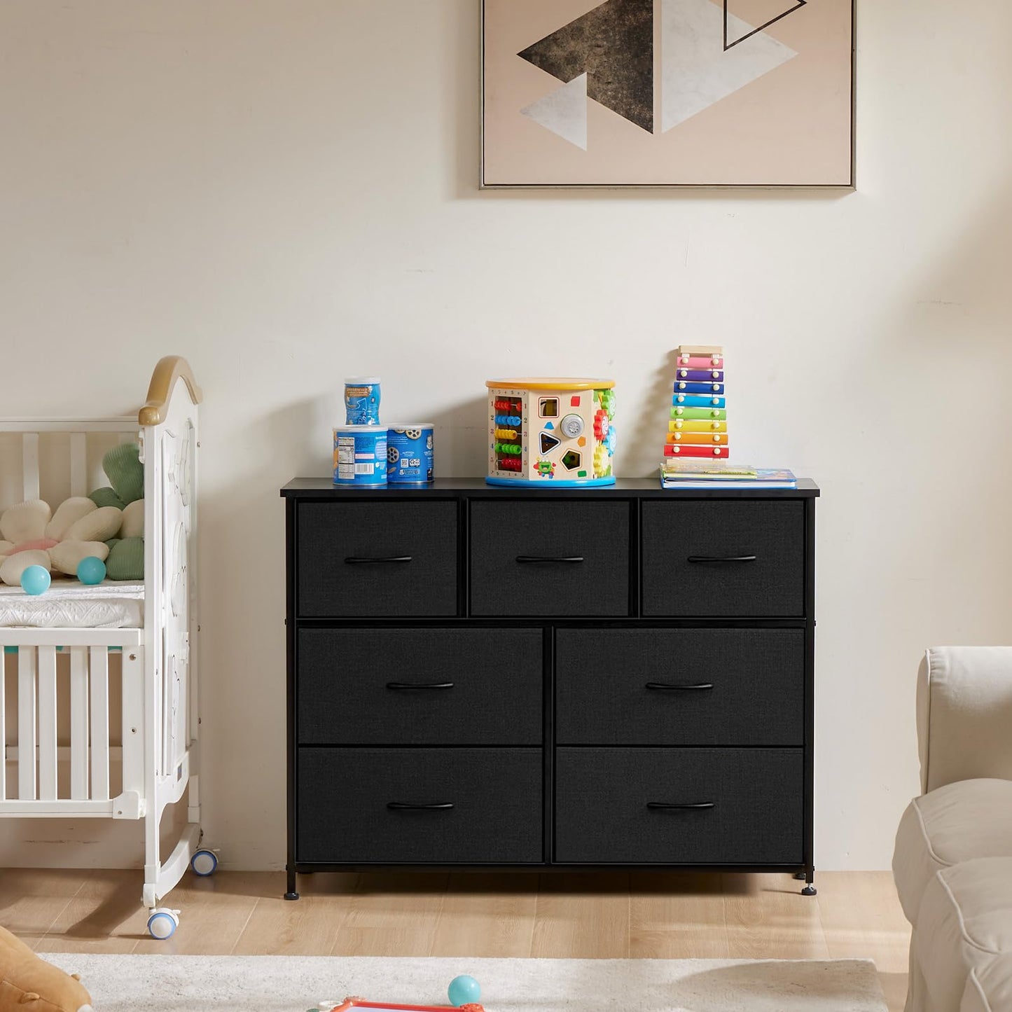 OLIXIS 5-Drawer Dresser, Black