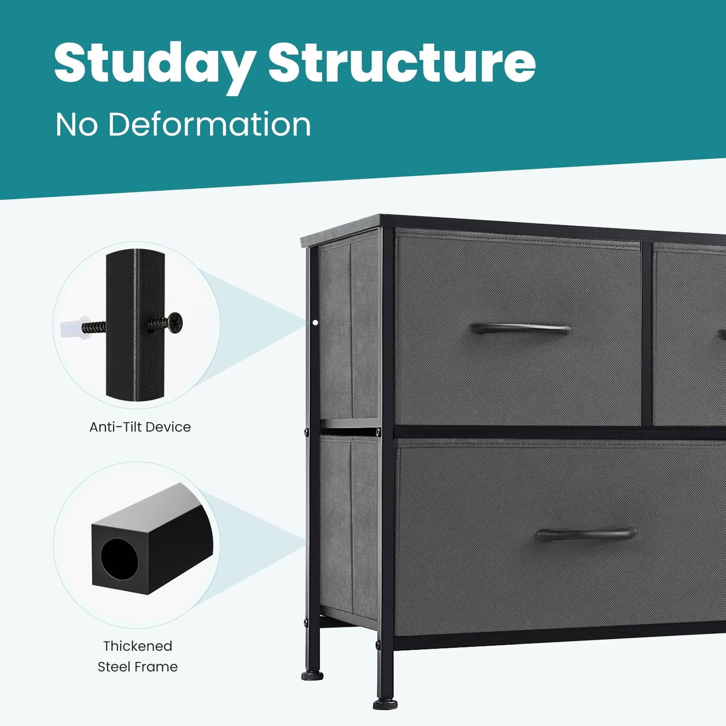 OLIXIS 5-Drawer Dresser, Black