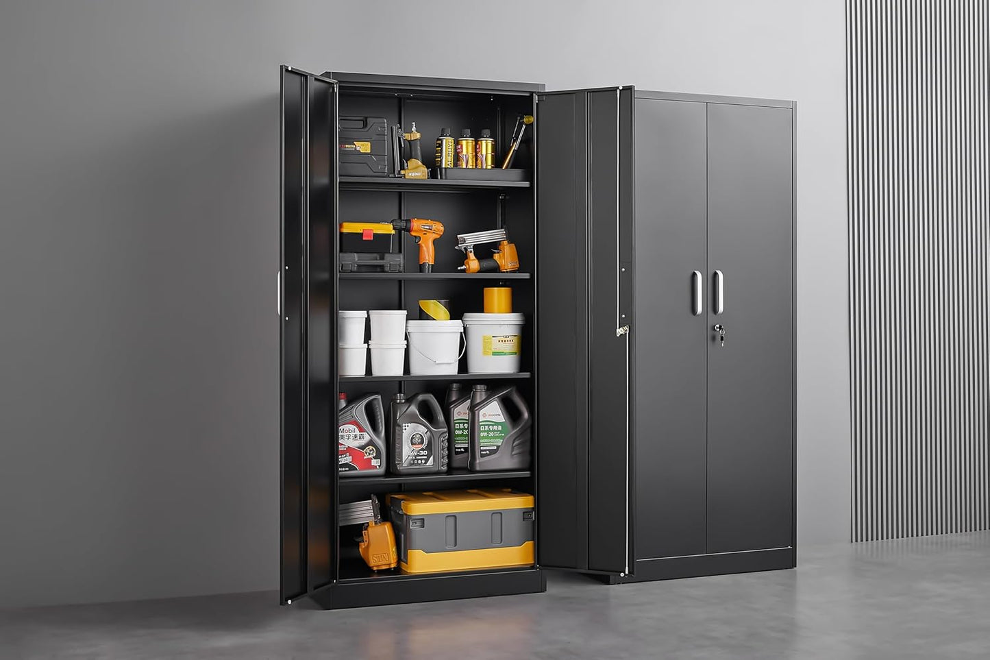 Metal Storage Cabinet – Black, 71"