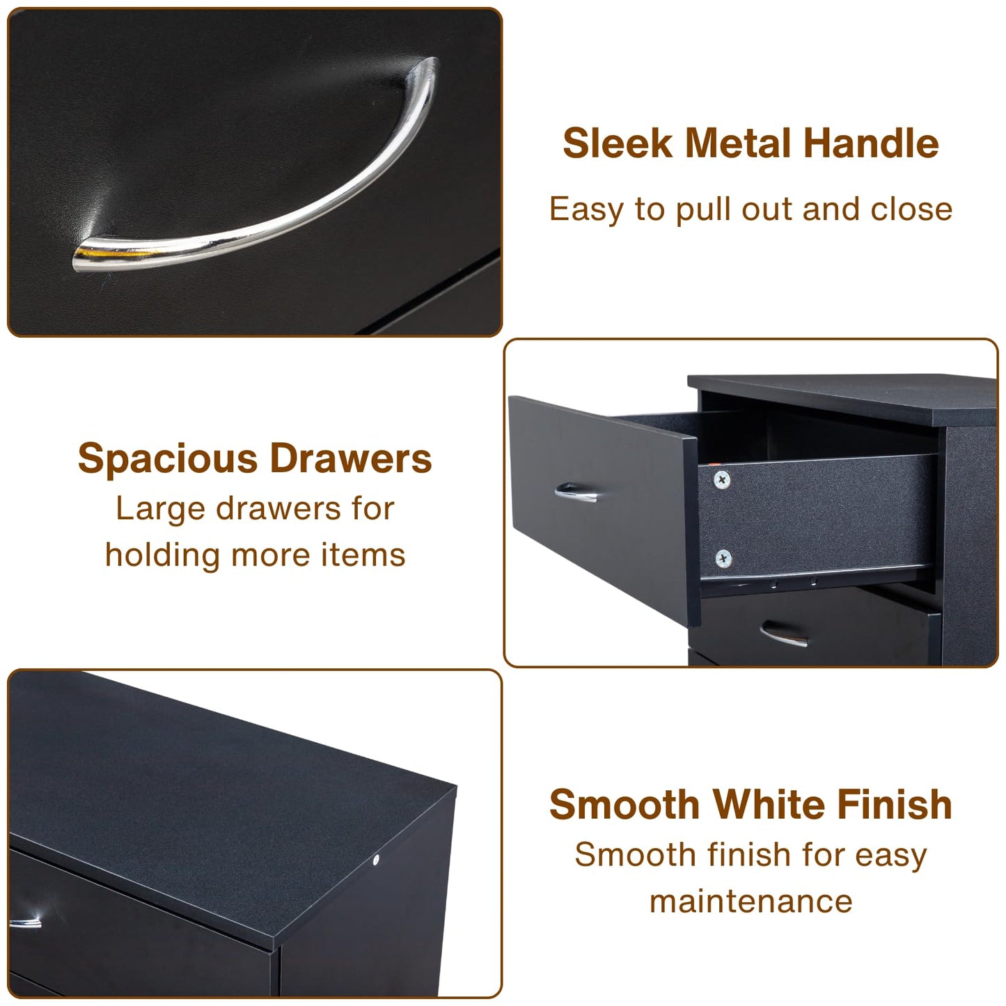 Karl Home White 3-Drawer Dresser/Nightstand