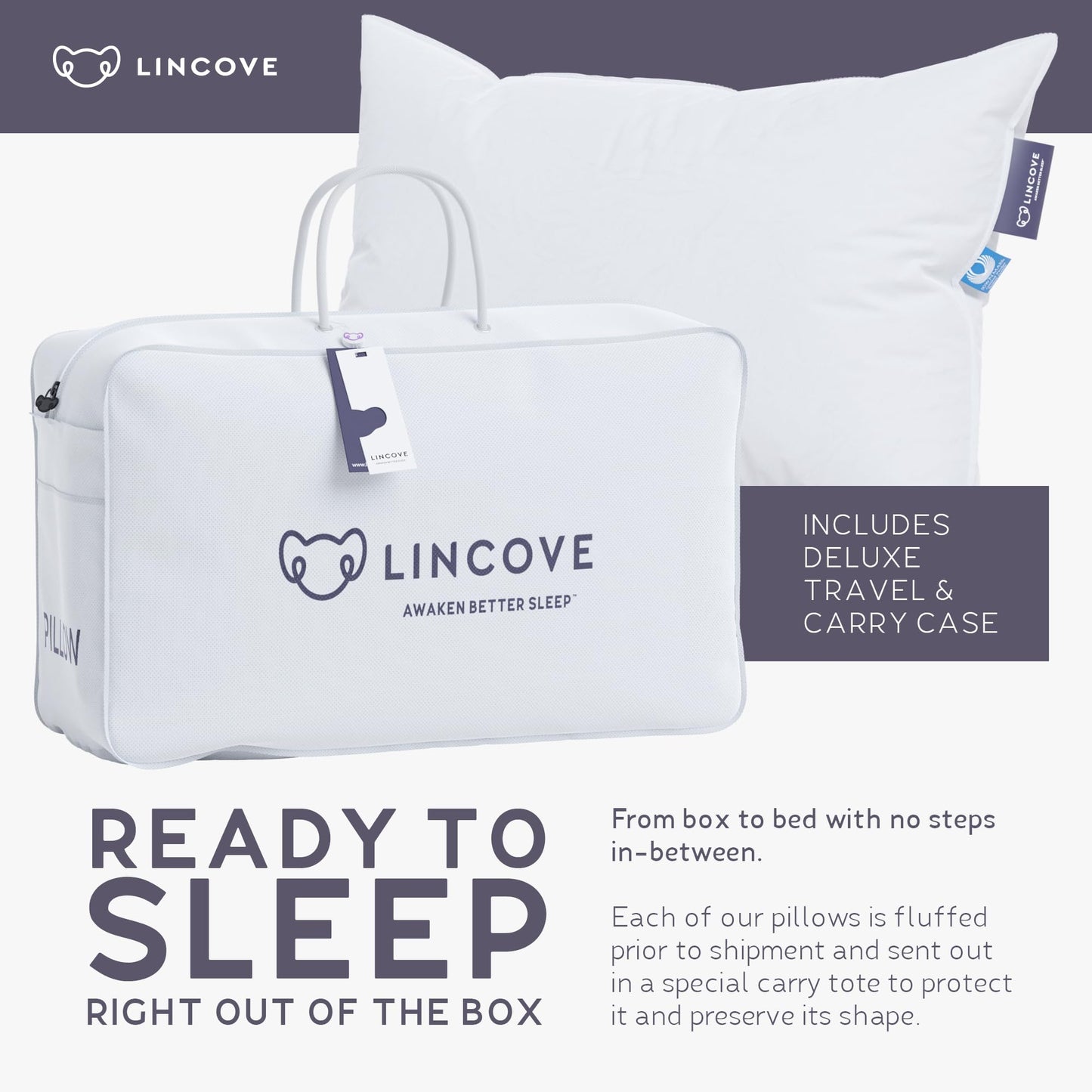 Lincove Cloud Canadian Down Pillows – Queen, 2 Pack