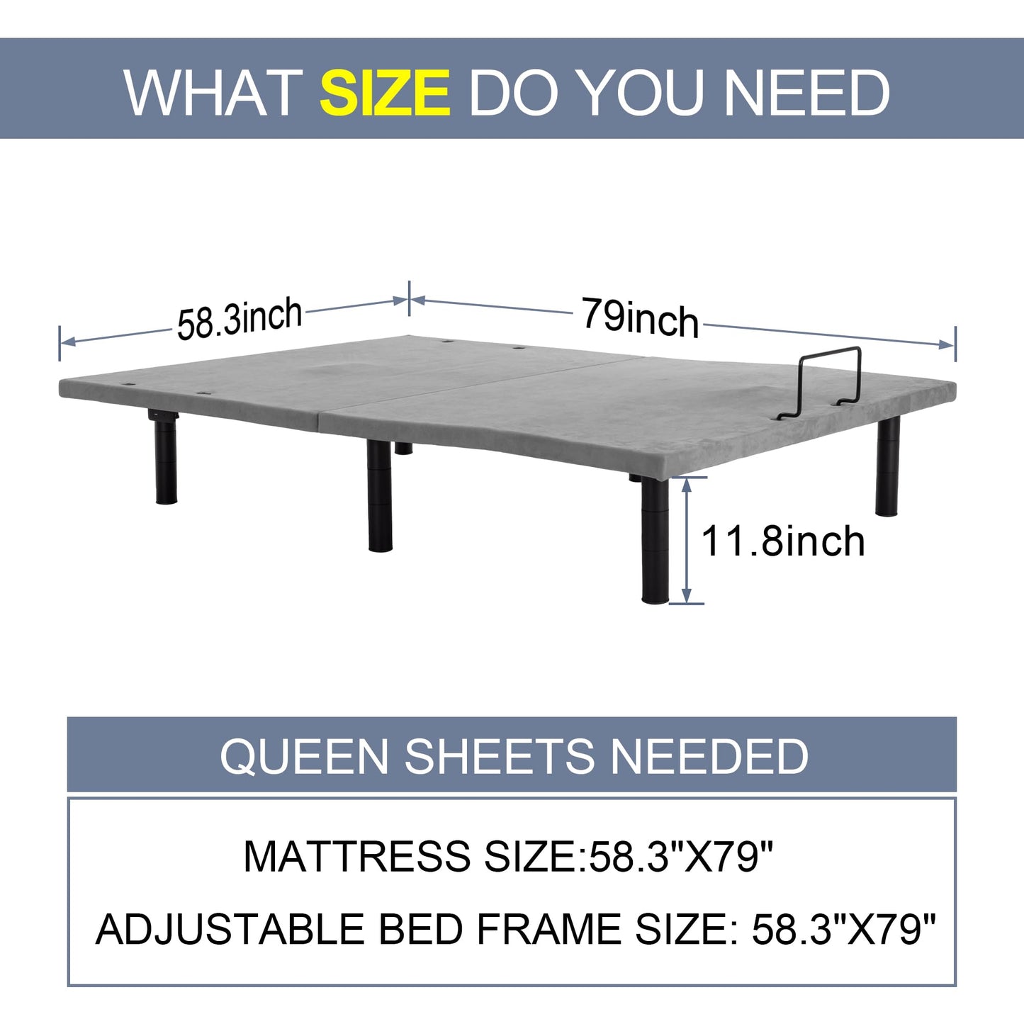 Fromann Adjustable Twin XL Bed Base – Grey