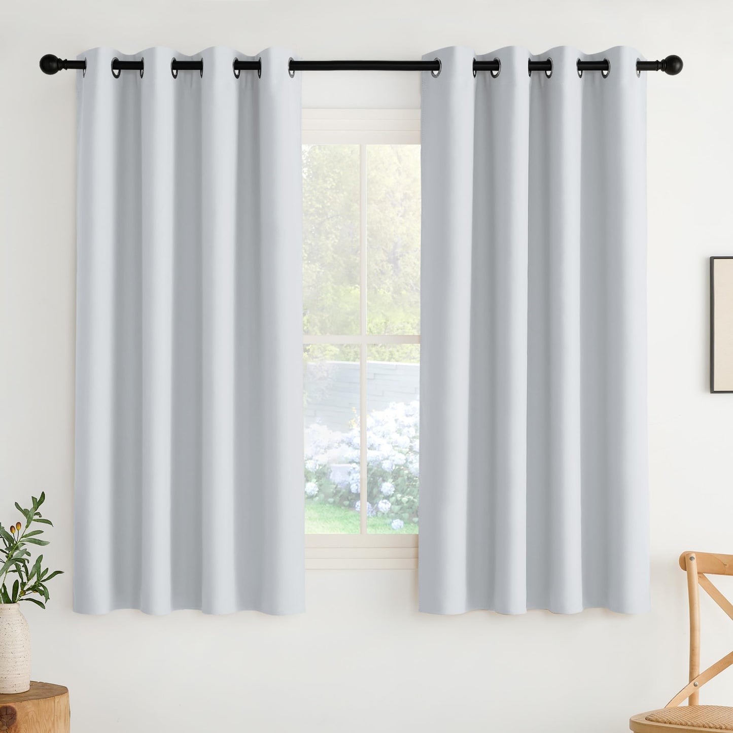 NICETOWN Blackout Curtains – 2 Panels, Grey, 63"