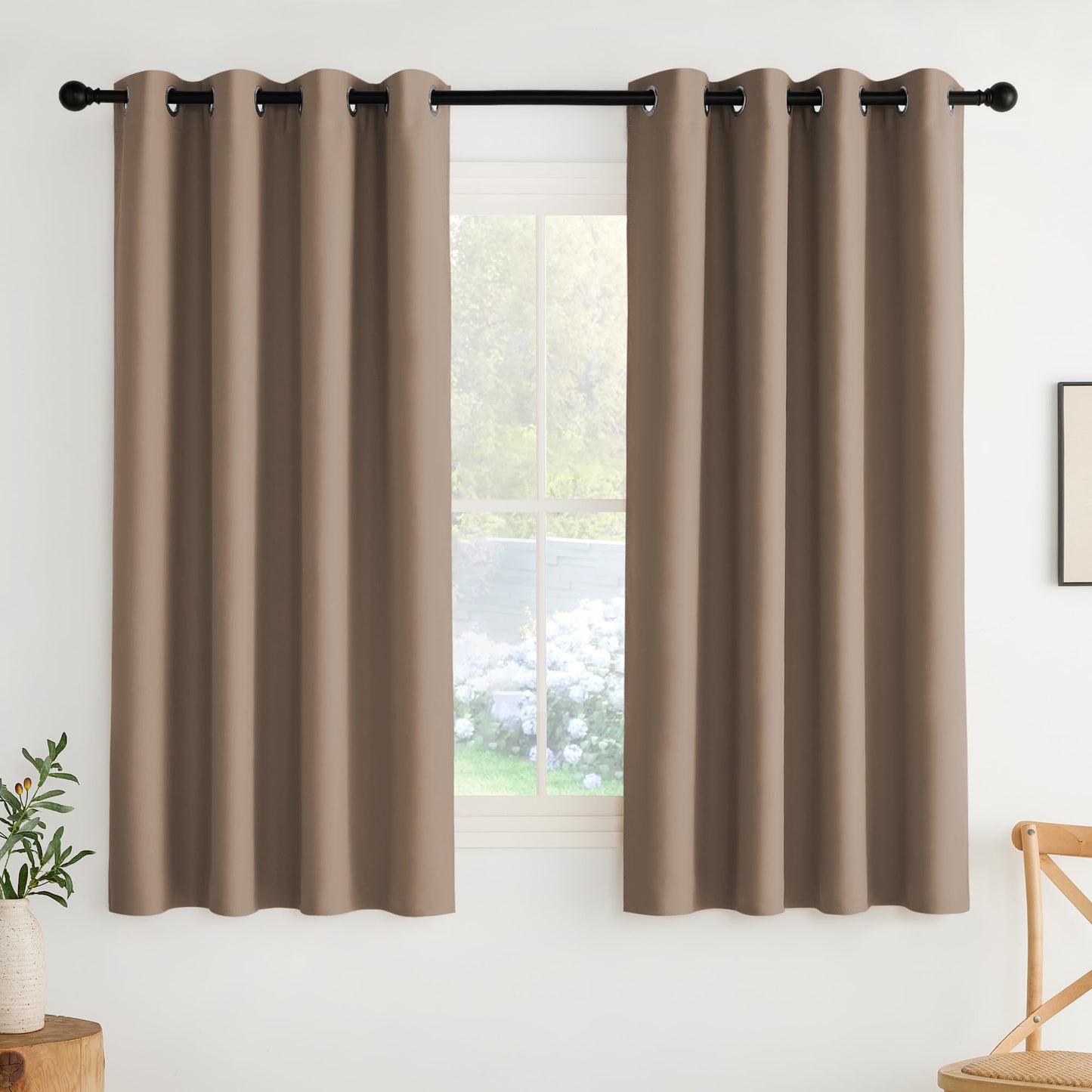 NICETOWN Blackout Curtains – 2 Panels, Grey, 63"