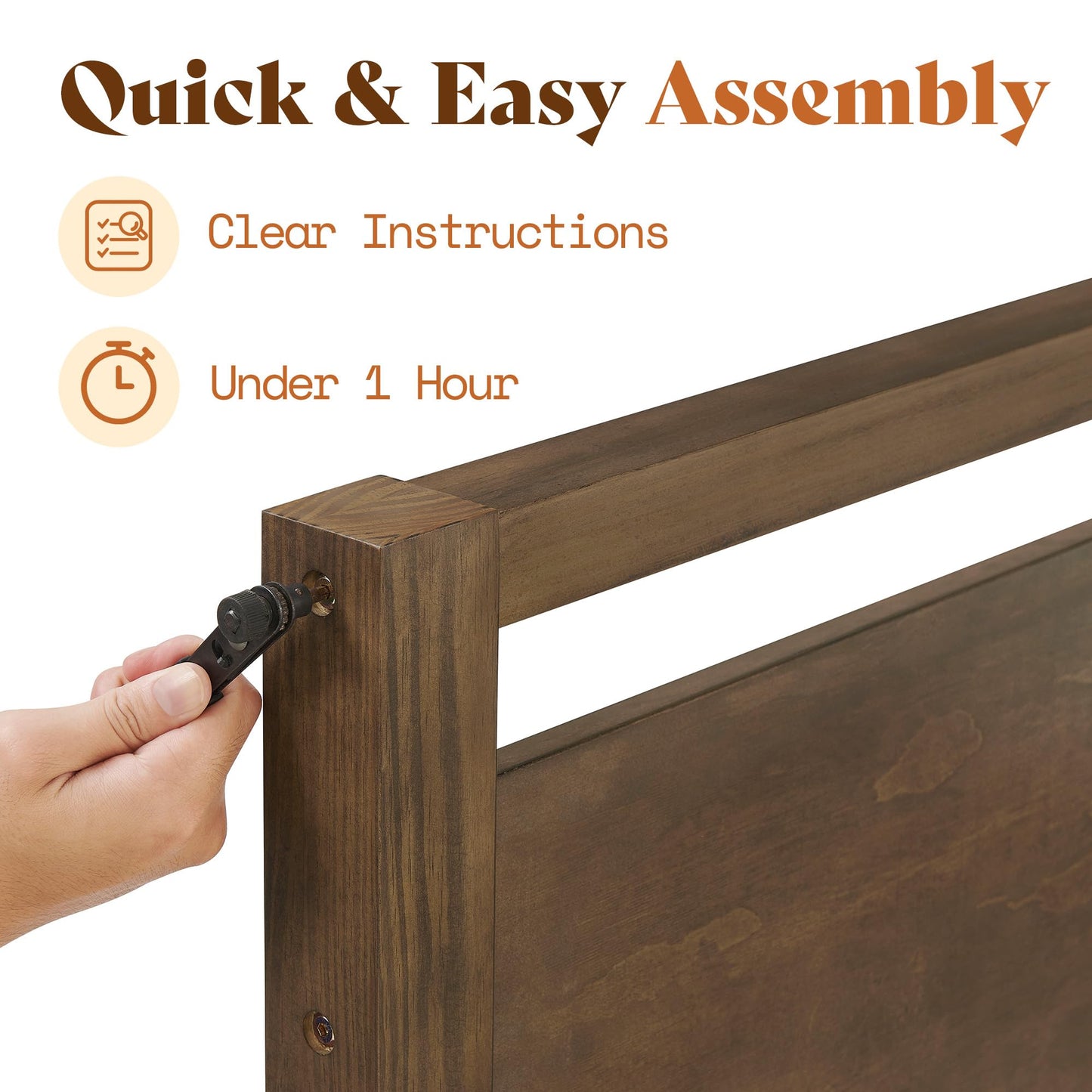 AMERLIFE King Bed Frame – Dark Brown