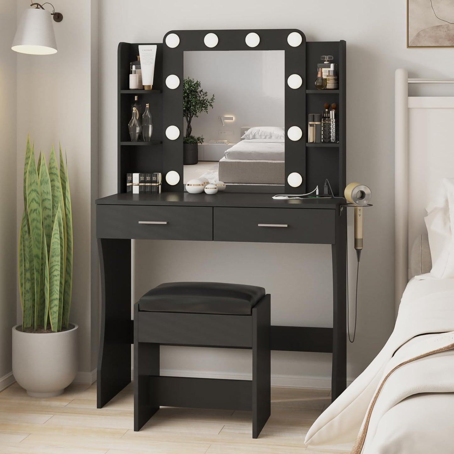 Vabches Vanity Desk with Lights, White