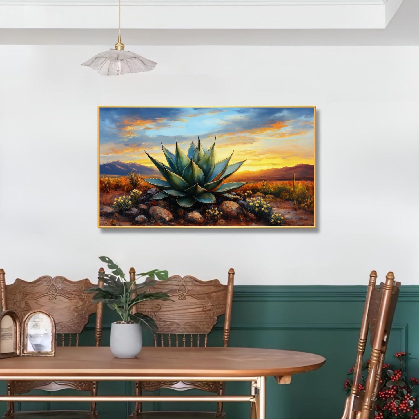 Agave Western Wall Art, 74"x40", Framed