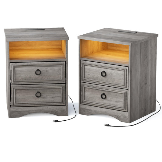 Nightstand Set of 2 – Gray