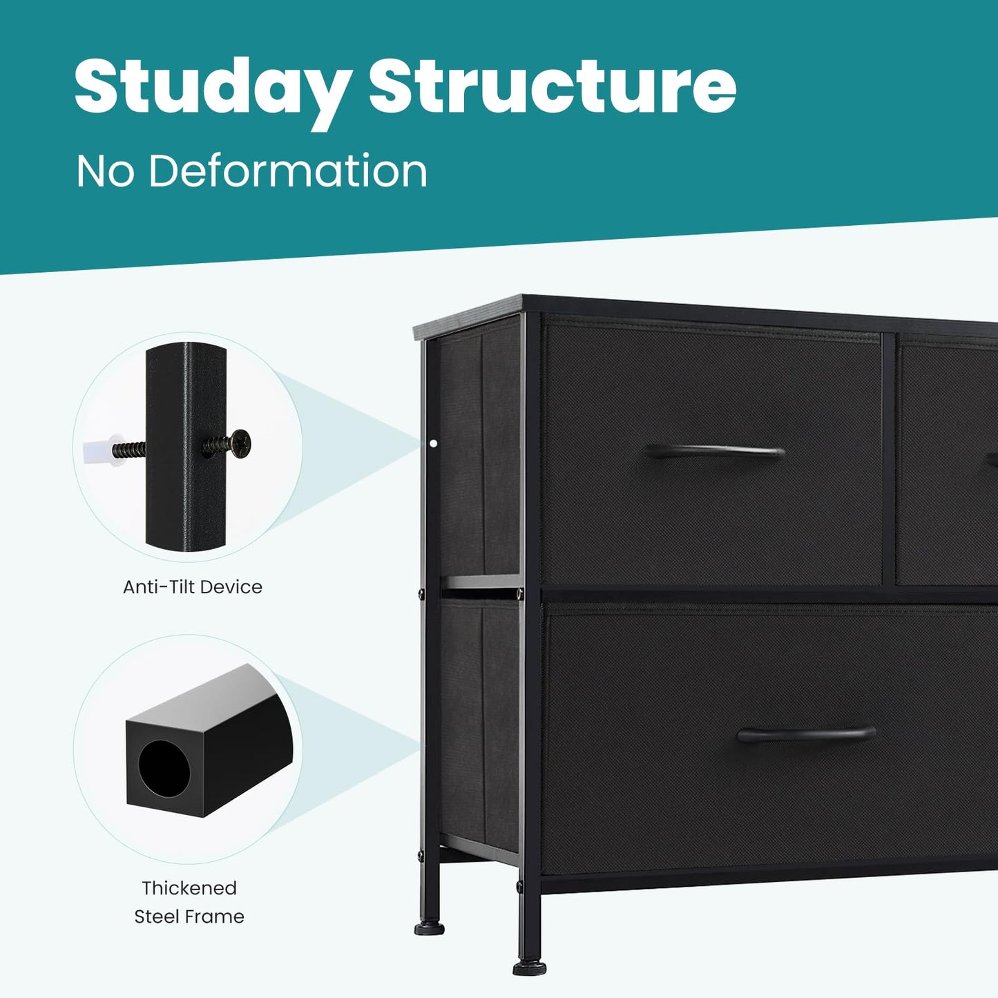 OLIXIS 5-Drawer Dresser, Black