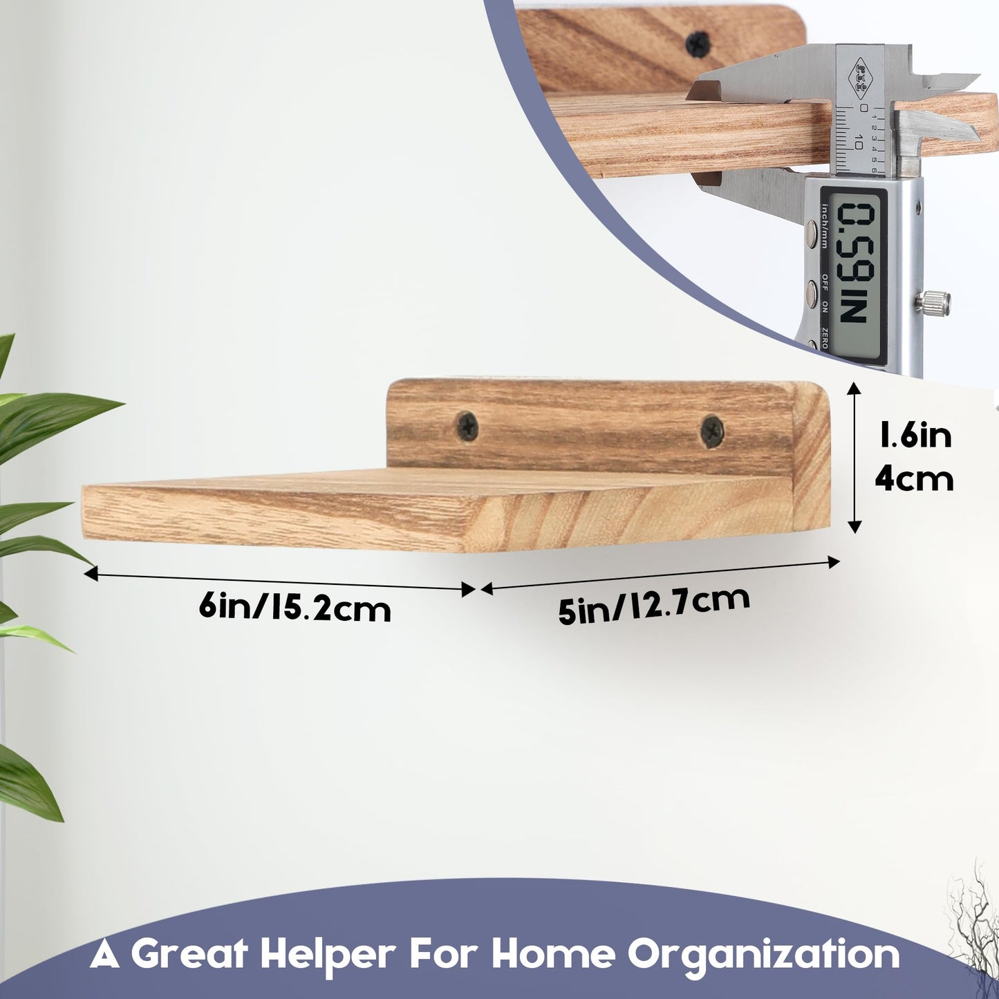 Small Floating Shelves 8-Pack, 4"x4", Rustic White