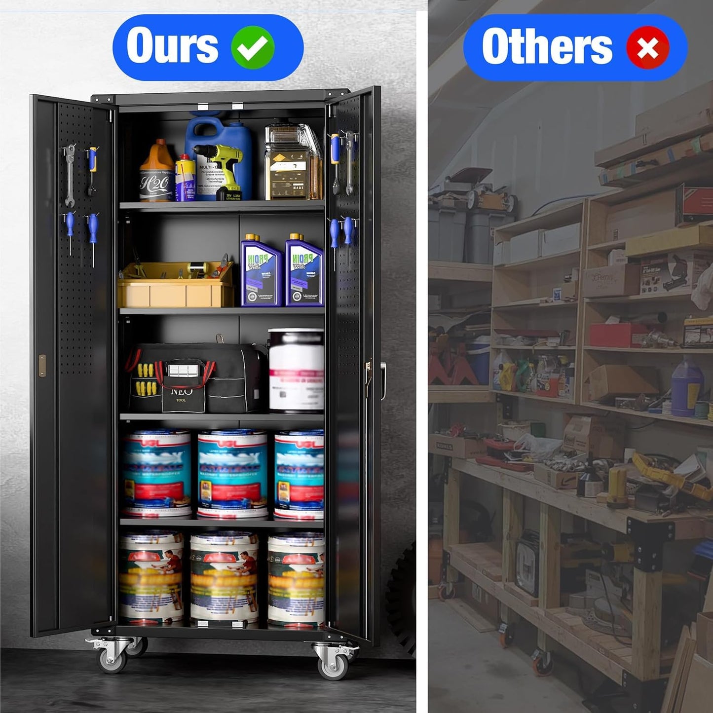 Aobabo Metal Garage Storage Cabinet – Black