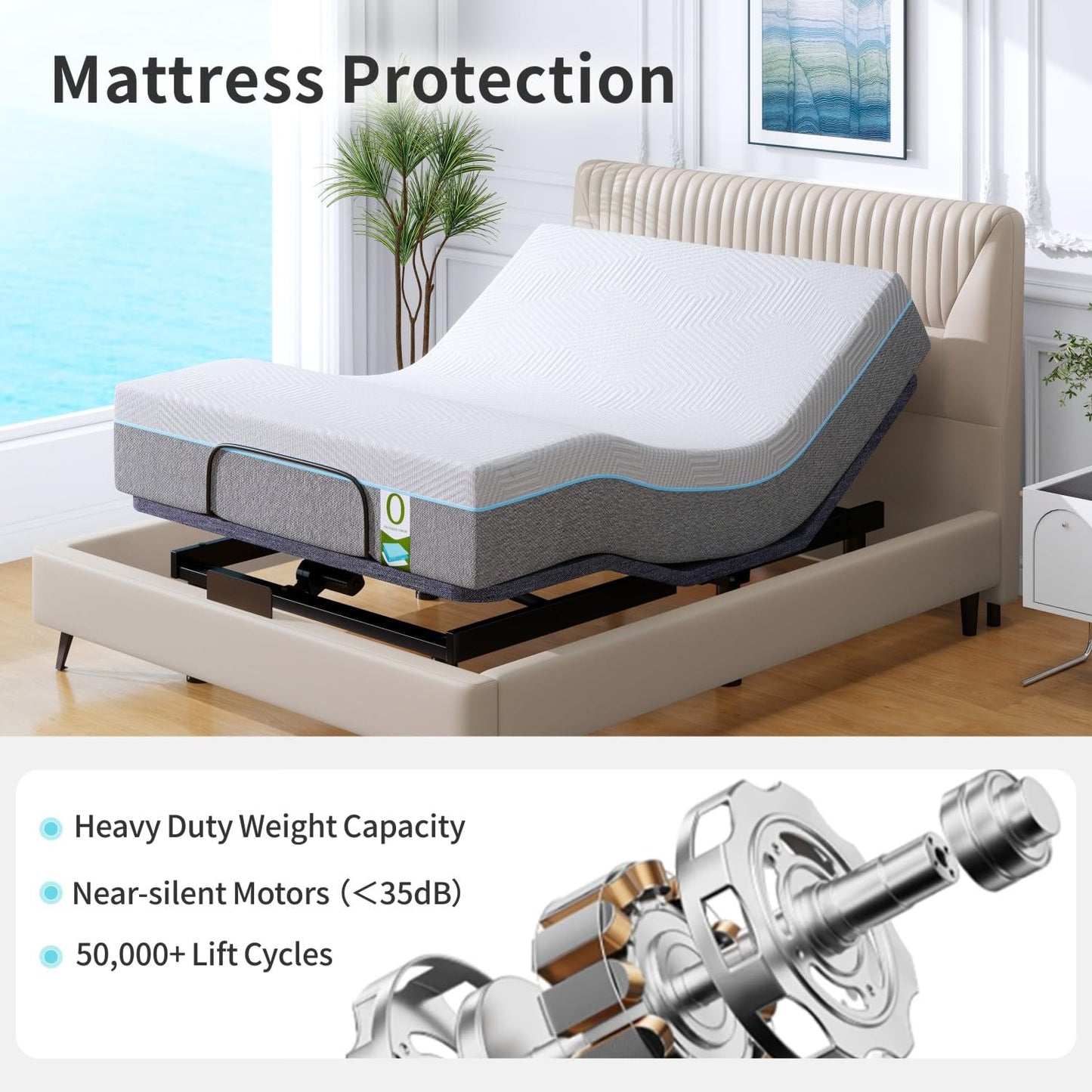 Vipbear Queen Adjustable Bed with 12" Mattress