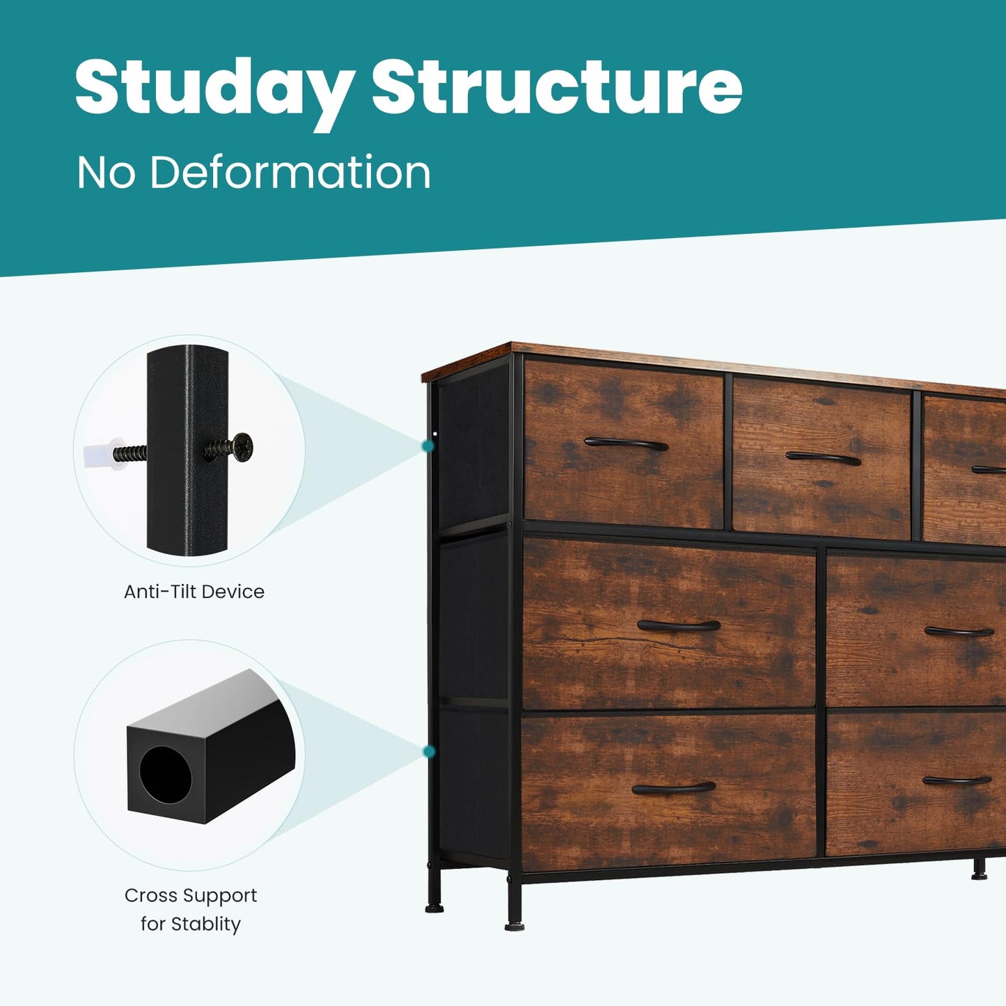 OLIXIS 5-Drawer Dresser, Black