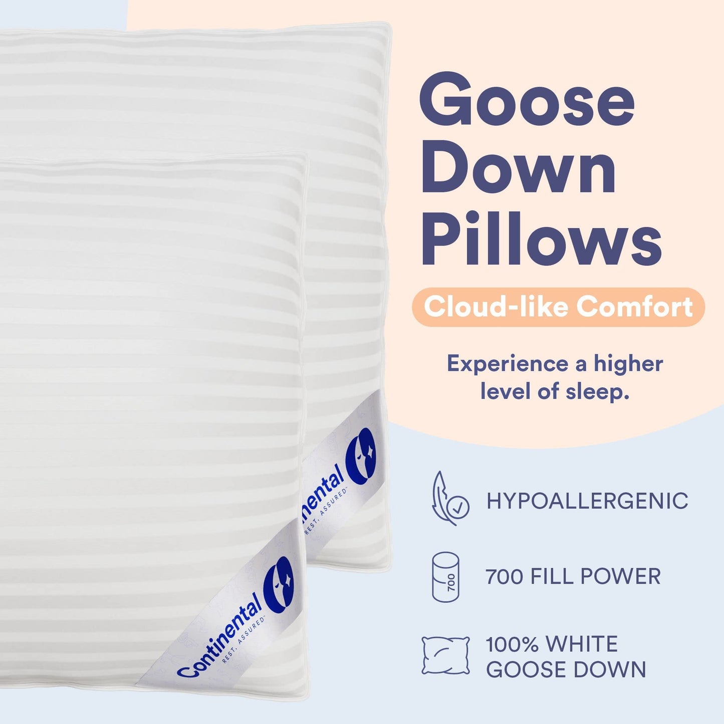 Serenity Goose Down Pillows – King, 2 Pack