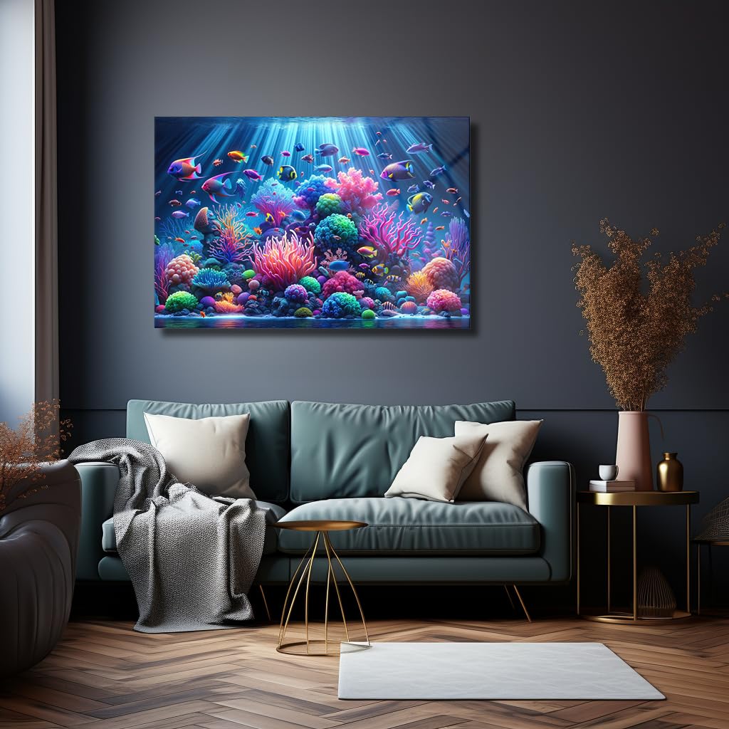 Sea Creatures Tempered Glass Wall Art 47.2"x70.8"