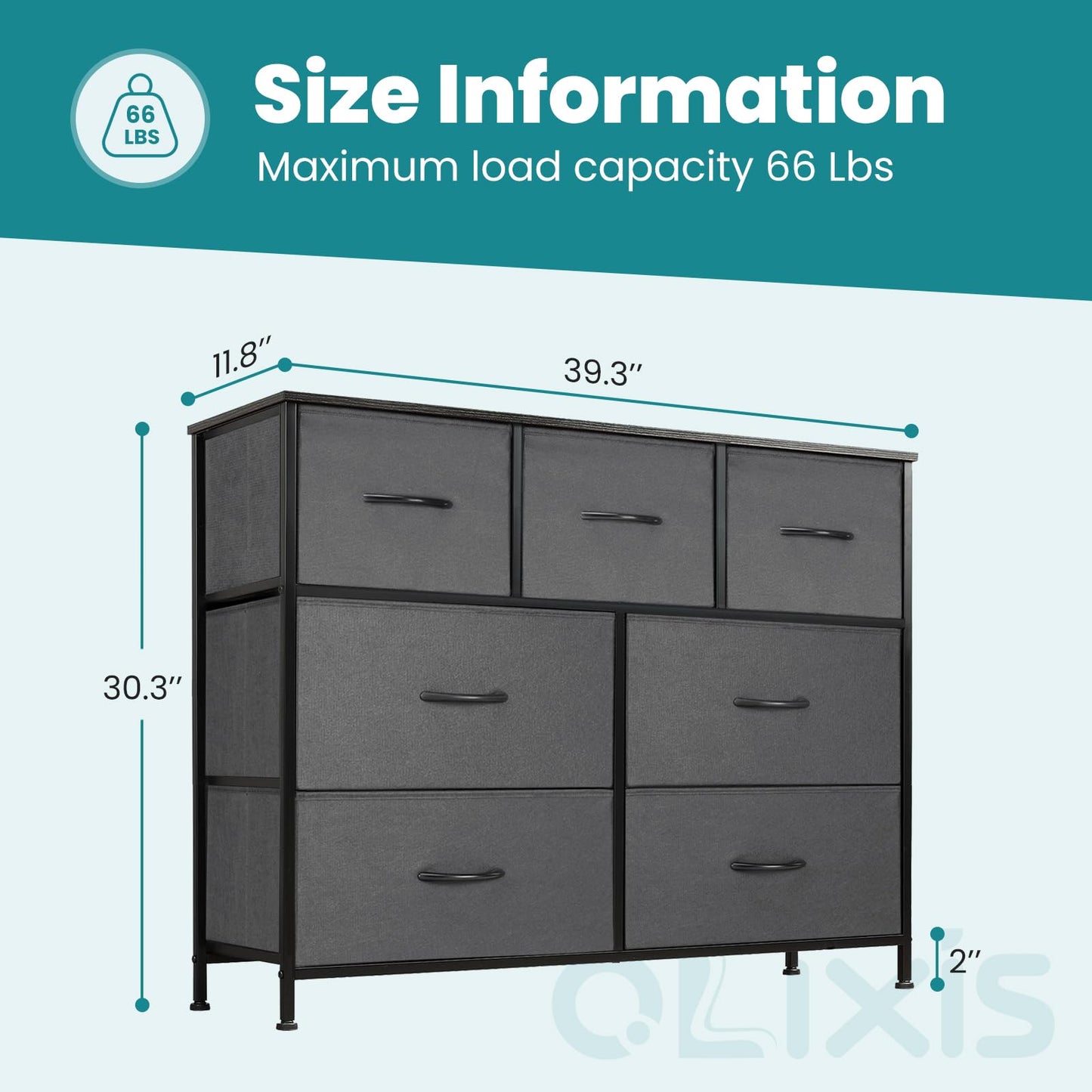 OLIXIS 5-Drawer Dresser, Black