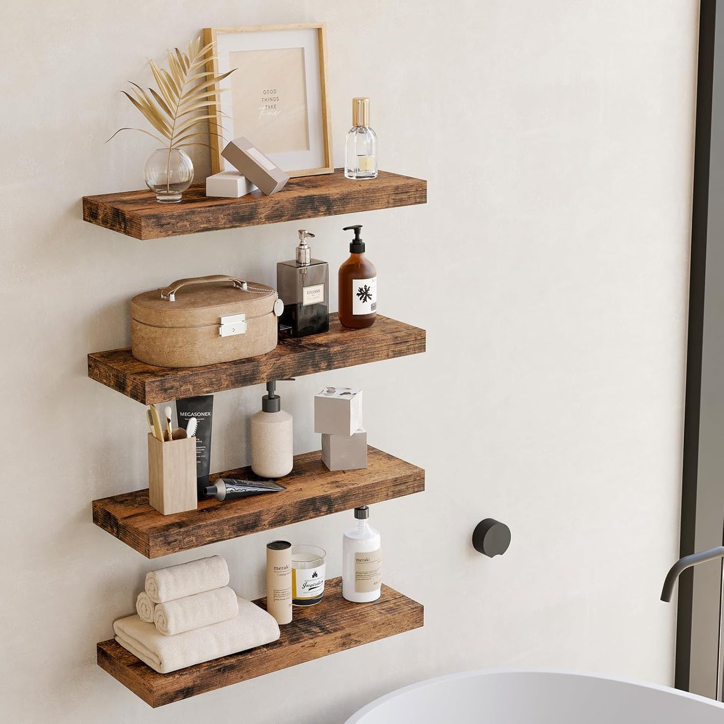 Fixwal 15.8" Rustic Floating Shelves, 4-Pack