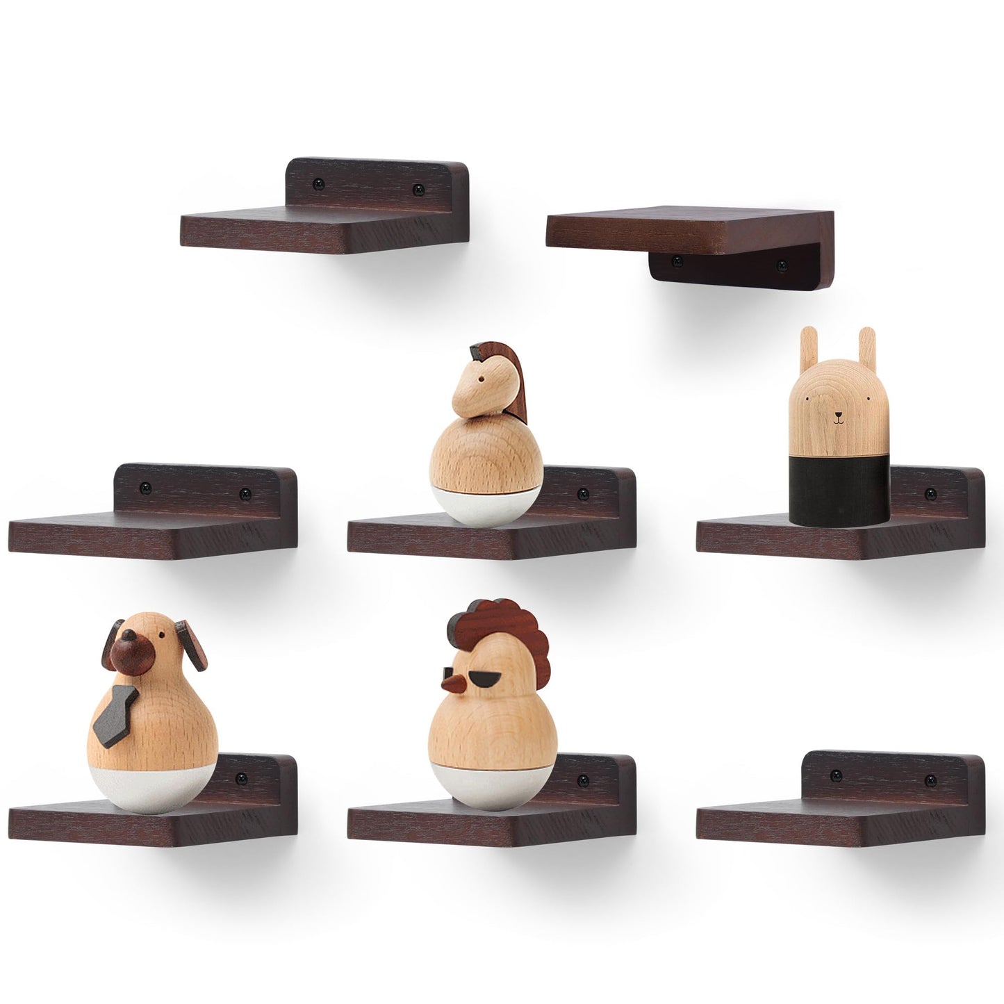 Small Floating Shelves 8-Pack, 4"x4", Rustic White