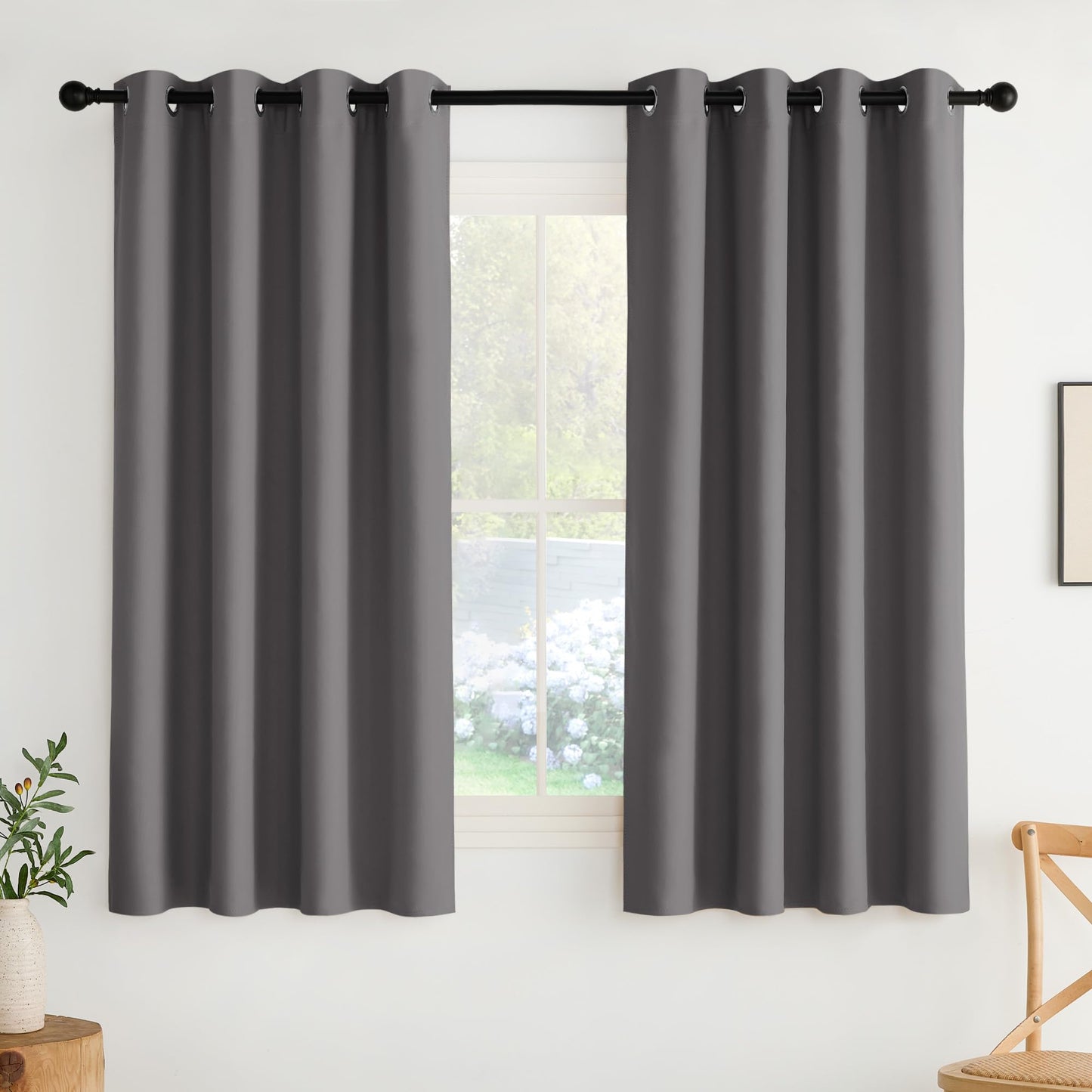 NICETOWN Blackout Curtains – 2 Panels, Grey, 63"